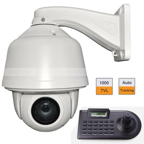 

6" Auto Tracking 22x Zoom HD 1000TVL PTZ DOME Camera w/ 4 Axle Keyboard Controller