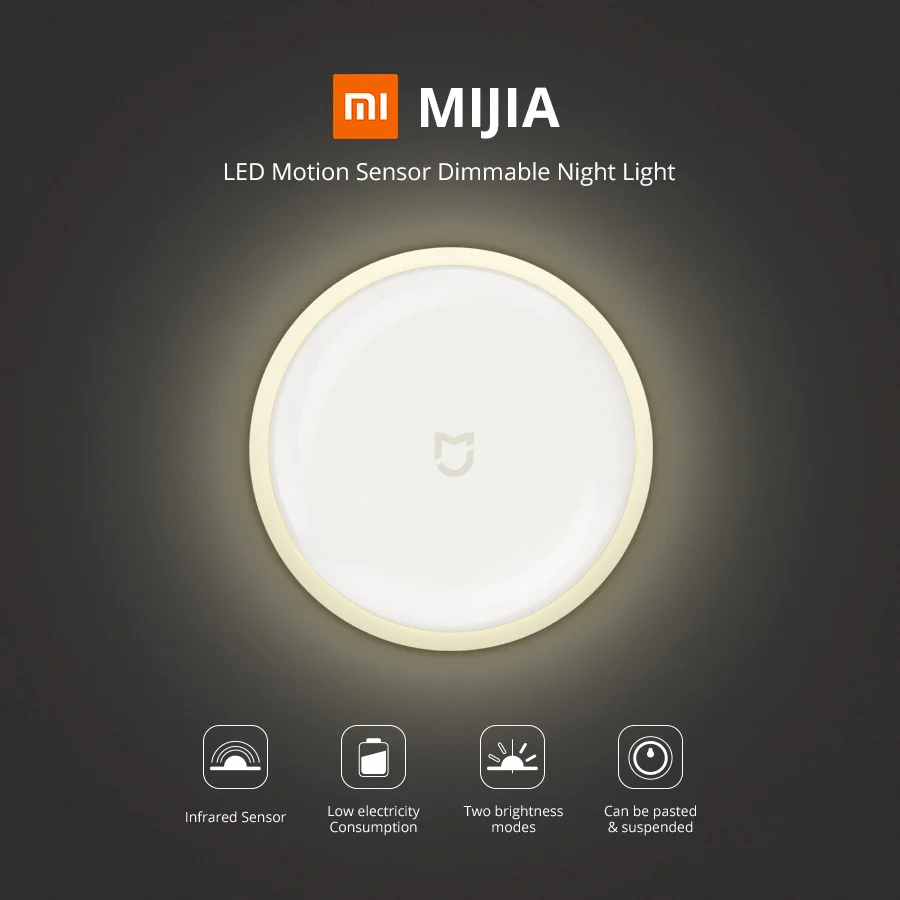 Умный ночной Светильник Xiaomi Mijia, ИК-датчик, светочувствительный светильник, ночник, низкое энергопотребление, 0,25 МВт, умный дом