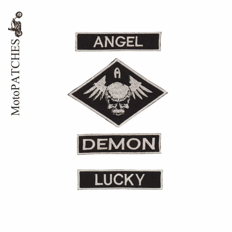 

MotoPATCHES Angel Demon Lucky Embroidered Iron On Patches For Clothing DIY Accessory Sequined