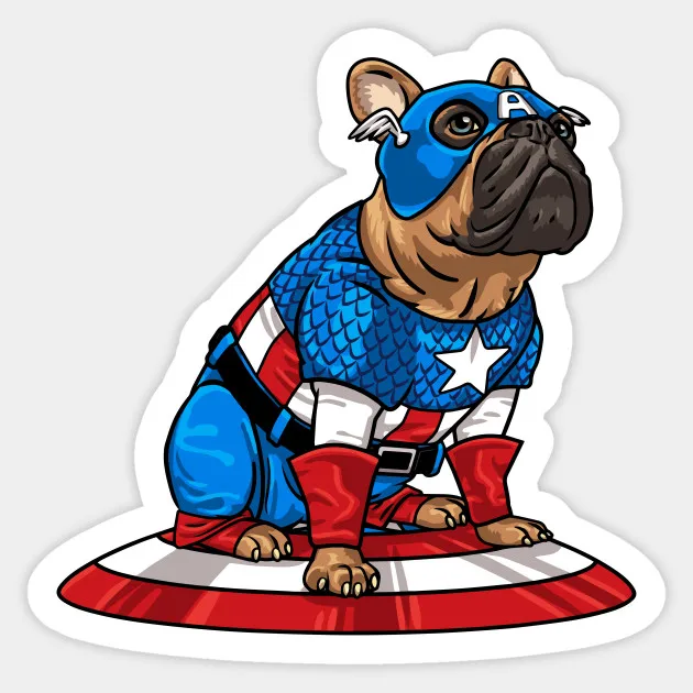 

1PCS Captain Frenchie Sticker Cartoon Fashion For Car Sticker motorcycle refrigerator suitcase skateboard Decal