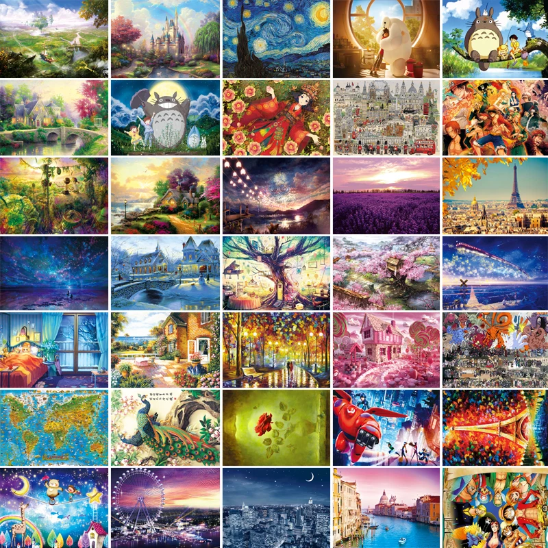 

27 Types Hot Sale Adult 1000 pieces Jigsaw Landscape Cartoon Paper Puzzle Children Educational Toy Christmas Gift puzzles
