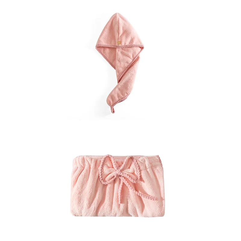 GIANTEX, женское банное полотенце из микрофибры для ванной, для взрослых, банный халат, набор полотенец для волос, набор полотенец для волос, toallas de ducha badhanddoek - Цвет: Розовый
