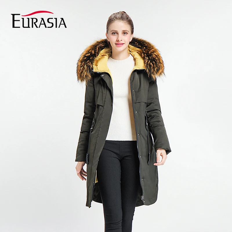 Украина молнии Лидер продаж полный Для женщин зимняя куртка стоять реальный меховой воротник с капюшоном Дизайн теплый практичный пальто парка Y170033
