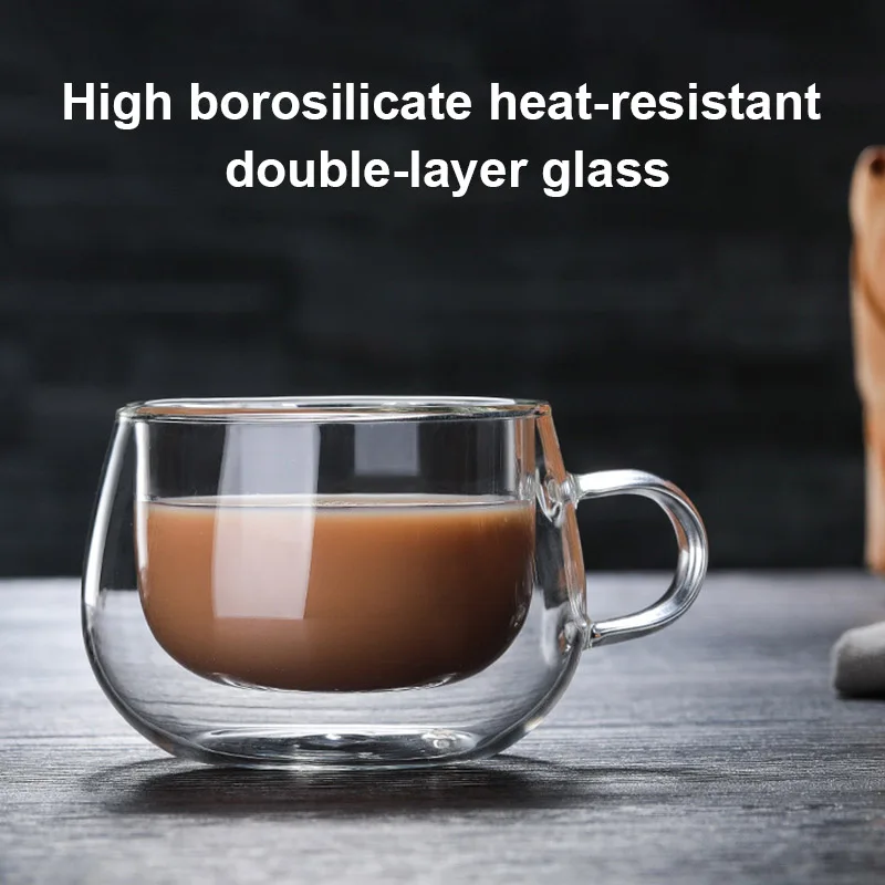 

Double-layer Transparent Heat Resistant Glass Coffee Cup with Handle QJS Shop