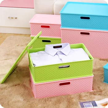 

Plastic Cosmetics Clothes Storage Box with Cover Rectangle Clothing Organizers Toys Cabinet storage boxes