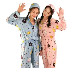 Новинка, весенний женский пижамный комплект Kawaii из двух предметов, праздничные костюмы, розовый топ с медведем и кроликом, длинные штаны, корейский стиль, Mujer, одежда для сна