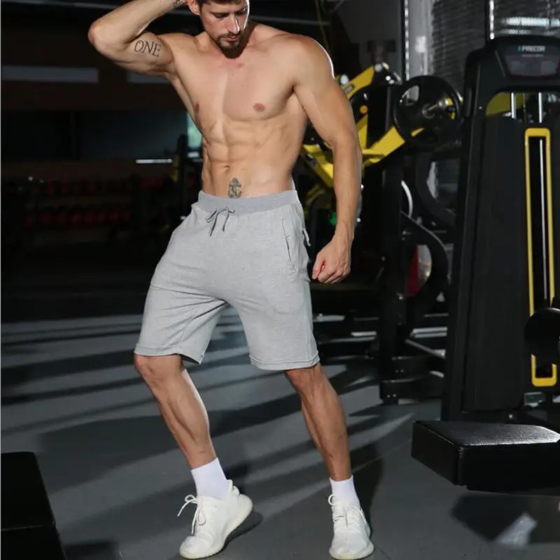 Мужские летние шорты мужские повседневные Прямые спортивные хлопковые шорты мужские модные однотонные эластичные спортивные шорты до колена