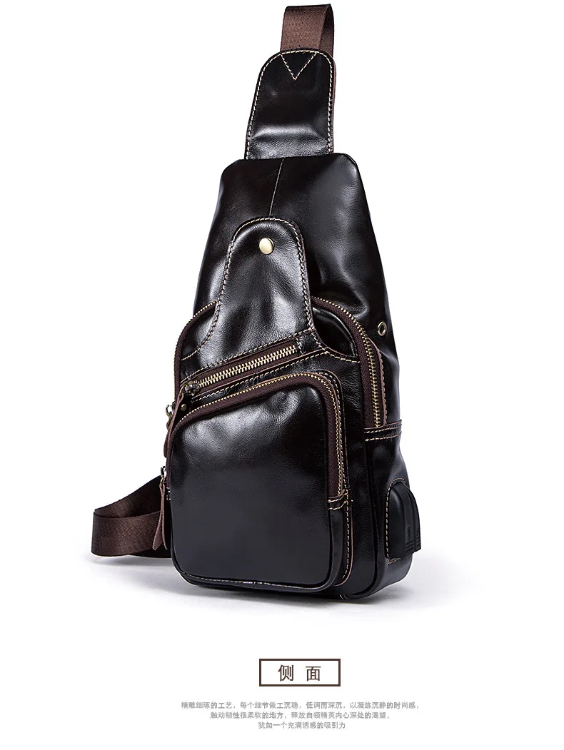 Роскошные кожаные зарядка через usb Crossbody сумки для Для мужчин сумка-мессенджер Грудь пакет Повседневное Винтаж Путешествия Школьные сумки