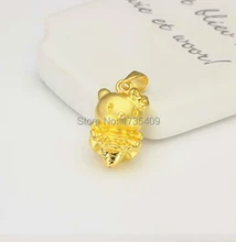 Pure Solid 24K Yellow Gold Pendant / Bless Lucky 3D Cat Pendant 1.88g