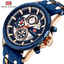 MINI FOCUS Men’s Sports Chronograph Quartz Wrist Watches Army Silicone Waterproof Stopwatch Relojios Masculinos Man Clock