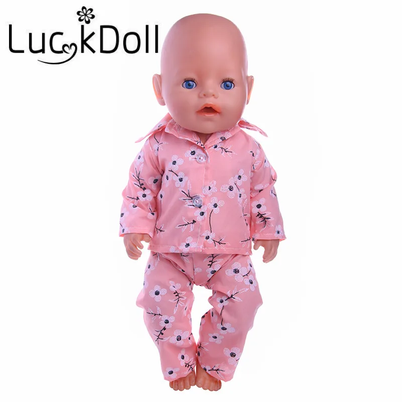 

New arrivals Pink pattern pajamas Fit 43 cm New zapfs best gift for kids free shipping(Only clothes)