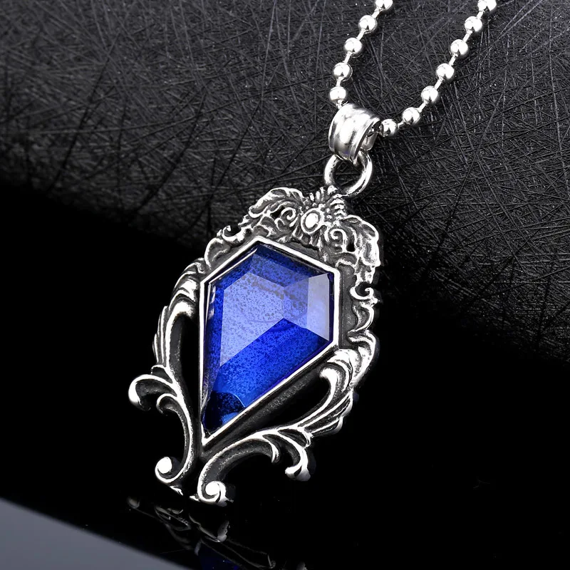 Beier Nieuwe Winkel 316l Roestvrij Staal Hanger Ketting Mannen Vrouwen Magische Spiegel Blauwe Steen Mode Sieraden LLBP8-141P