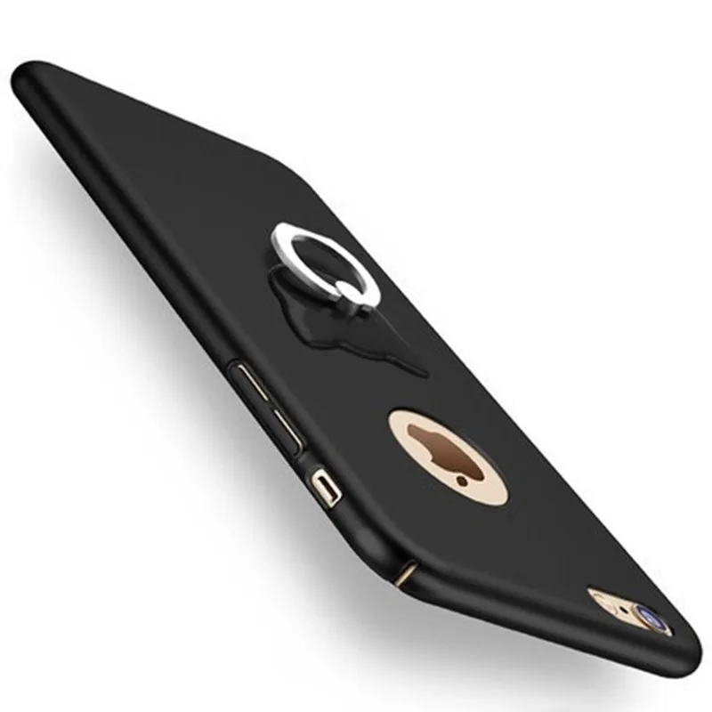 Hard Black Red Cover For iPhone 6s Cases Shell For iPhone 6 6S Plus 7 8 plus 5s se 5 Case Matte Cover Capa with Ring Holder