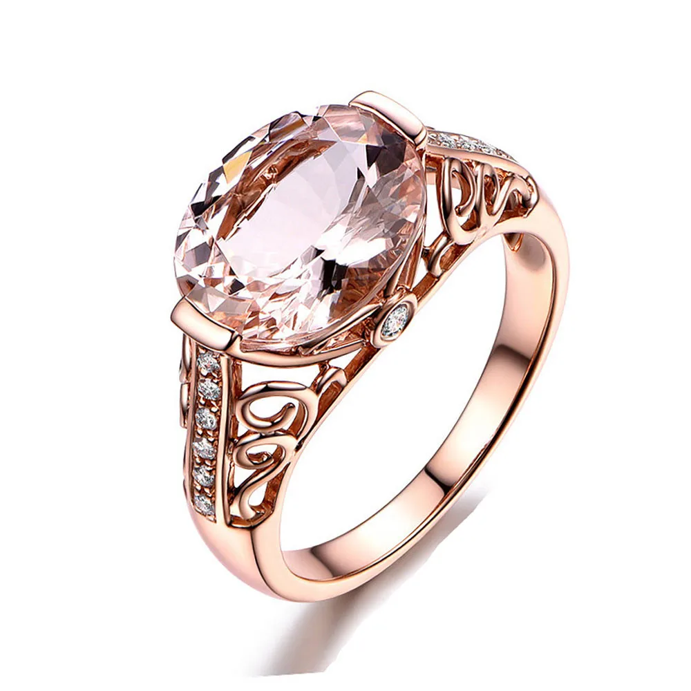 Модные обручальные кольца из розового золота с кубическим цирконием для женщин, обручальные кольца, ювелирные изделия Bijoux Bague Femme, Прямая поставка