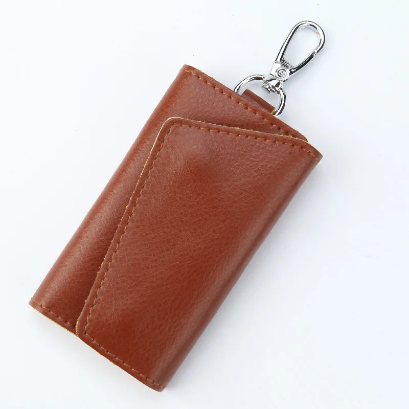 Новая натуральная телячья кожа ключ бумажник держатель для карт Бизнес Органайзер брелок для ключей кошельки Для мужчин Для женщин карман пакет сумка для автомобильных ключей - Цвет: brown