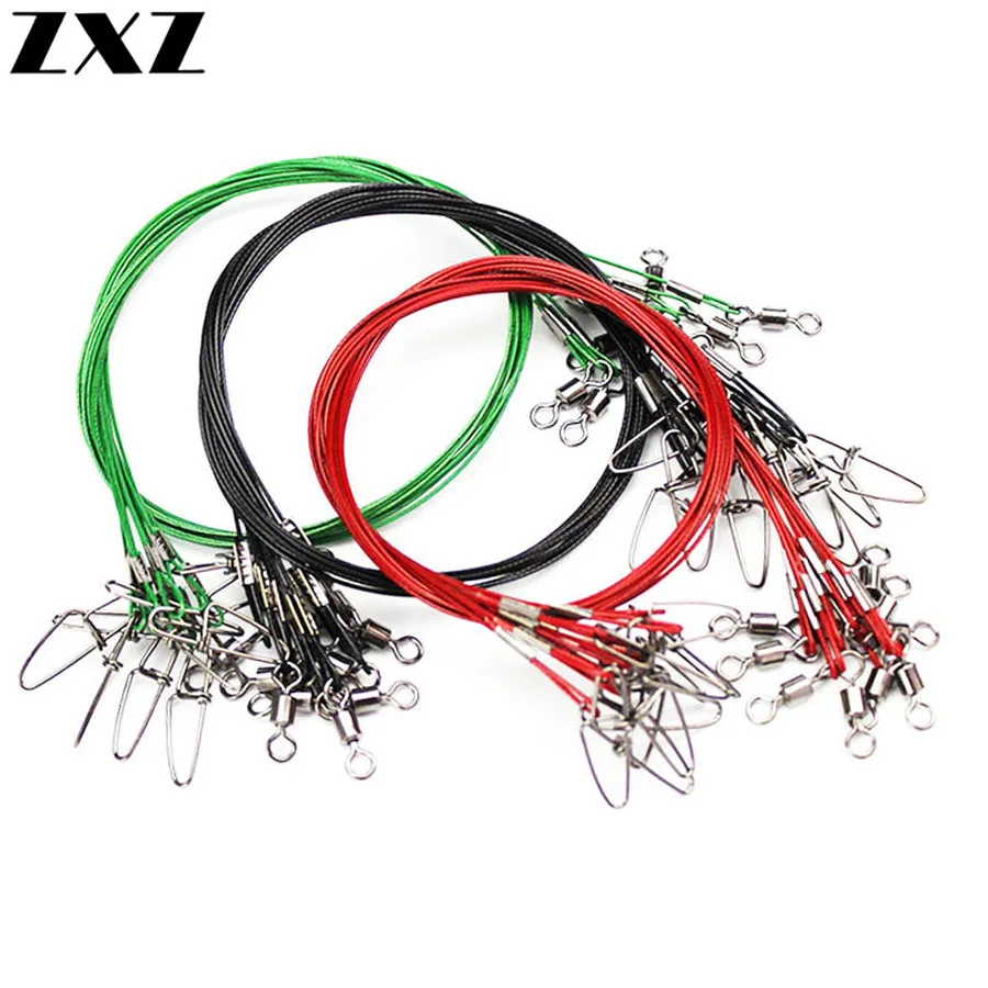 

50PCS/Lot 50cm Strong 150LBS Fishing Leader Wire Line Anti-bite Fly Leash Lead Line Diameter 1mm with Swivel Fishing Accessories