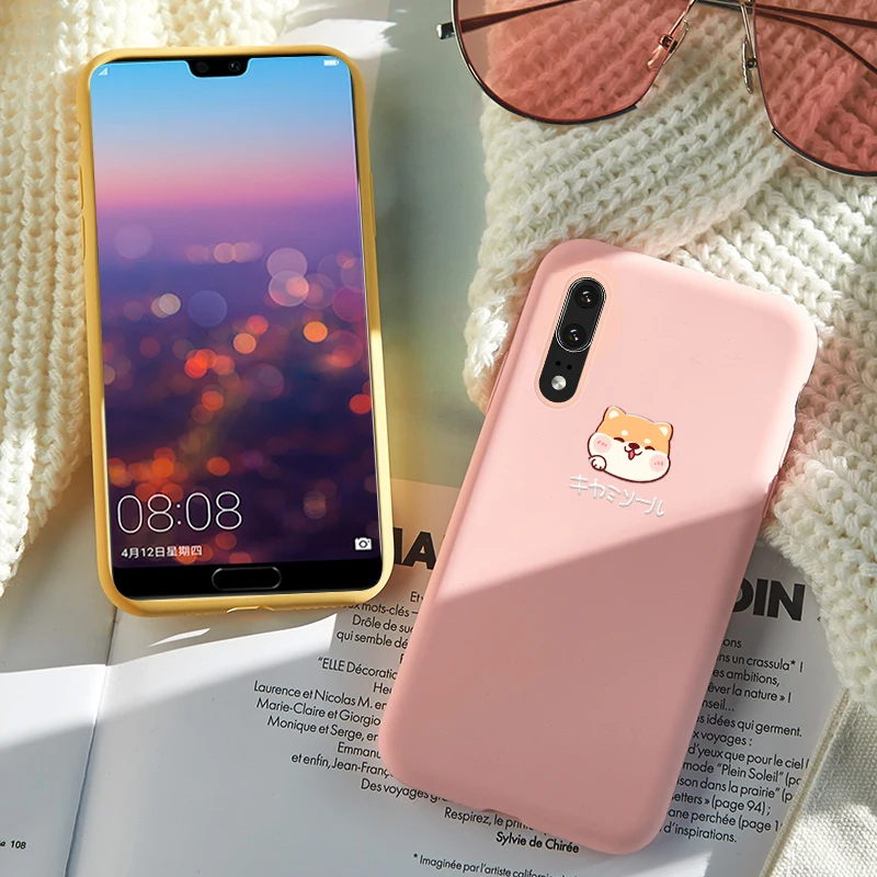 Liquid Silicone Case For Huawei Honor 8X 10 lite Mate 20 Lite Pro Cute Dogs Plain Clear Cover P20 P30 |
