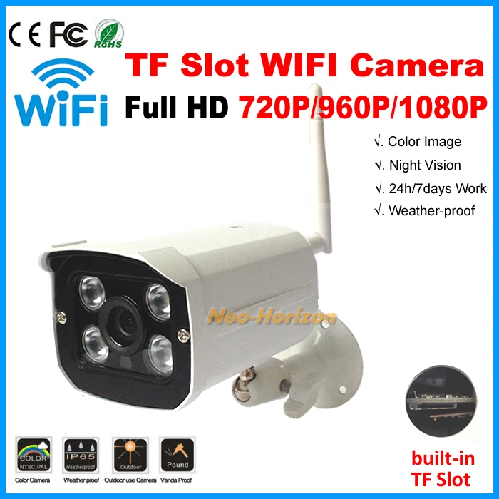 2.0MP Full HD TF Card slot Wireless IP Camera 720P/960P/1080P Outdoor motion detect Onvif Wifi function Plug& play CCTV Camera