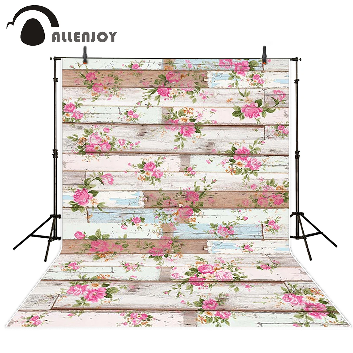 allenjoy wood background horizontal wood board printing pink flower