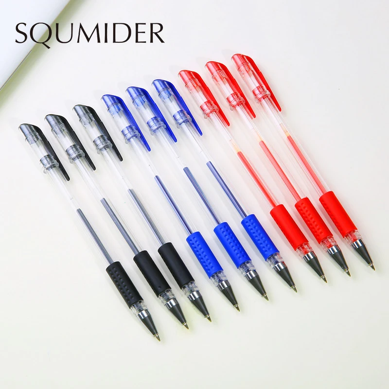 SQUMIDER 3pcs Neutral Ink Gel Pen Refill Black Blue Red 0.5mm Bullet Refill for Office School Supplies and Kids Gift