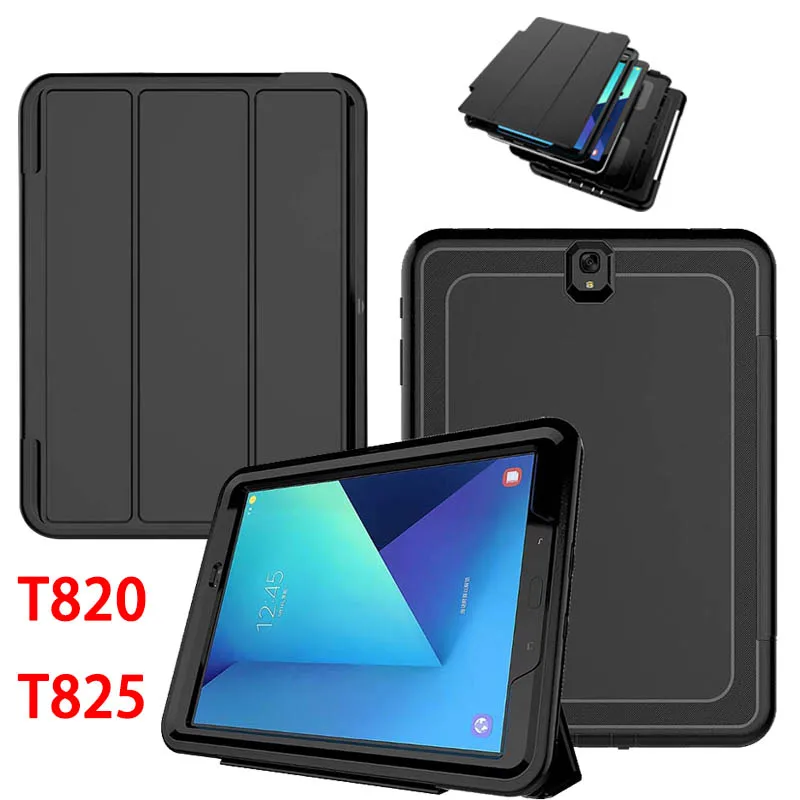 

For Samsung Galaxy Tab S3 9.7 Case Kids Safe Military Duty Armor PC Silicone Stand Case Cover for Samsung Tab S3 9.7 T825 T820