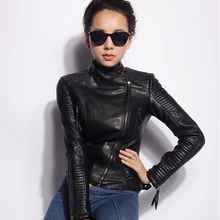 Весенне-Осенняя мода из искусственной кожи для мотоцикла одежда дизайн тонкий женский короткий жакет Женская куртка из искусственной кожи плюс размер