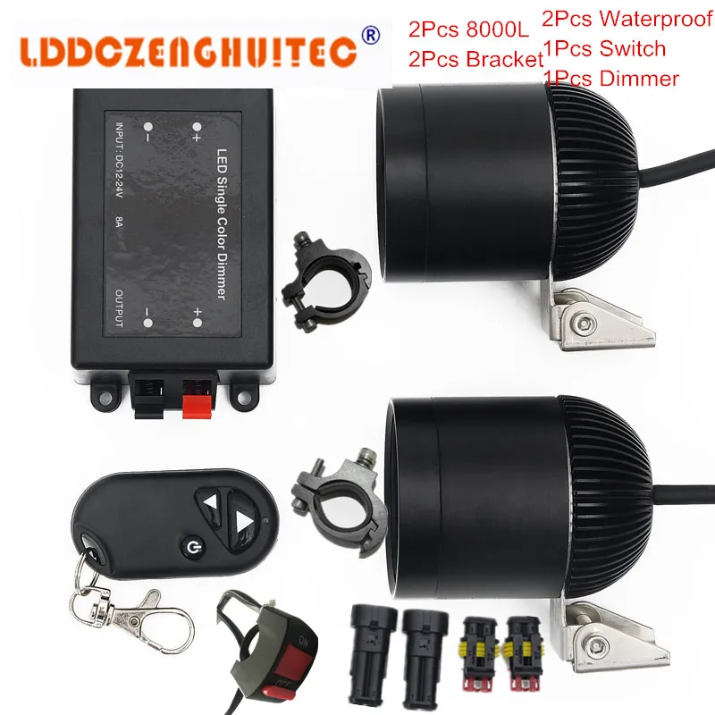 LDDCZENGHUITEC Universal Motorcycle LED Fog Lights Taillight Anti fog Parking Stop Brake font b Lamps b