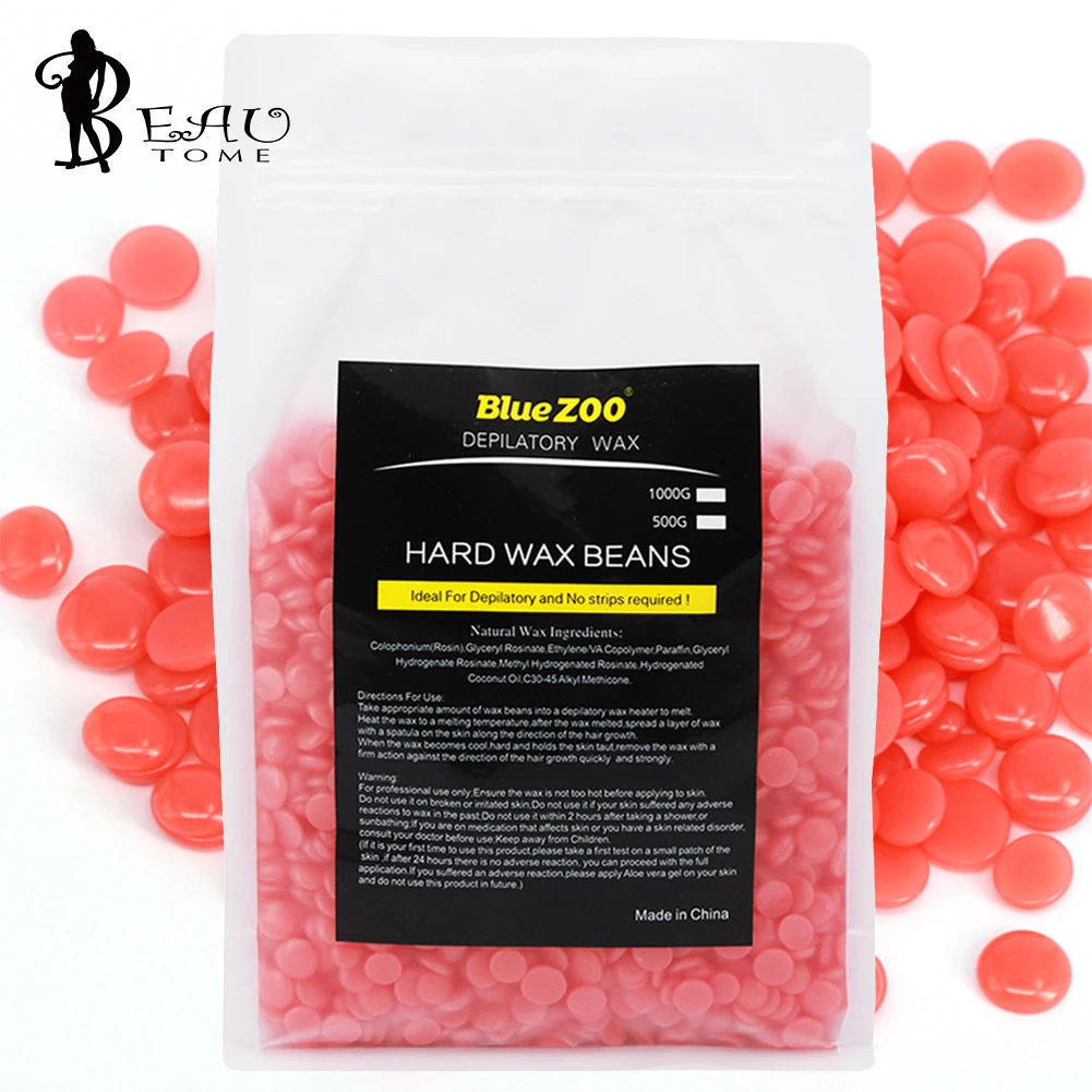 Strawberry Taste Hard Wax Beads Hair Removal Cream 1000g Hard Wax Beans Paraffin Epilation Pellet Flawless Depilatory Wax