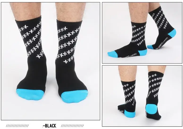 Новые качественные профессиональные велосипедные носки мужские и женские дорожные велосипедные носки брендовые Компрессионные спортивные носки для бега - Цвет: Черный
