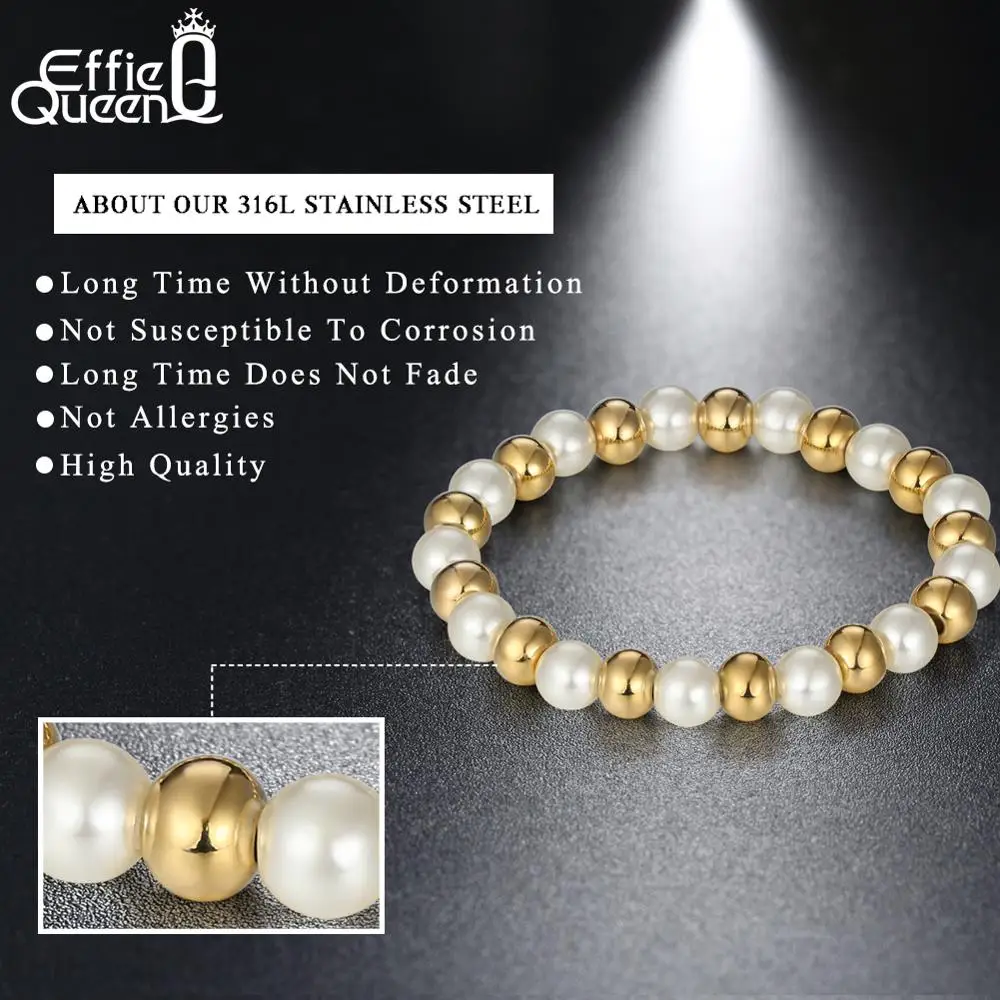 Effie queen Модные женские браслеты из бисера Высокое качество 316L браслеты из нержавеющей стали мужские женские ювелирные изделия ручной Шарм подарок IB107