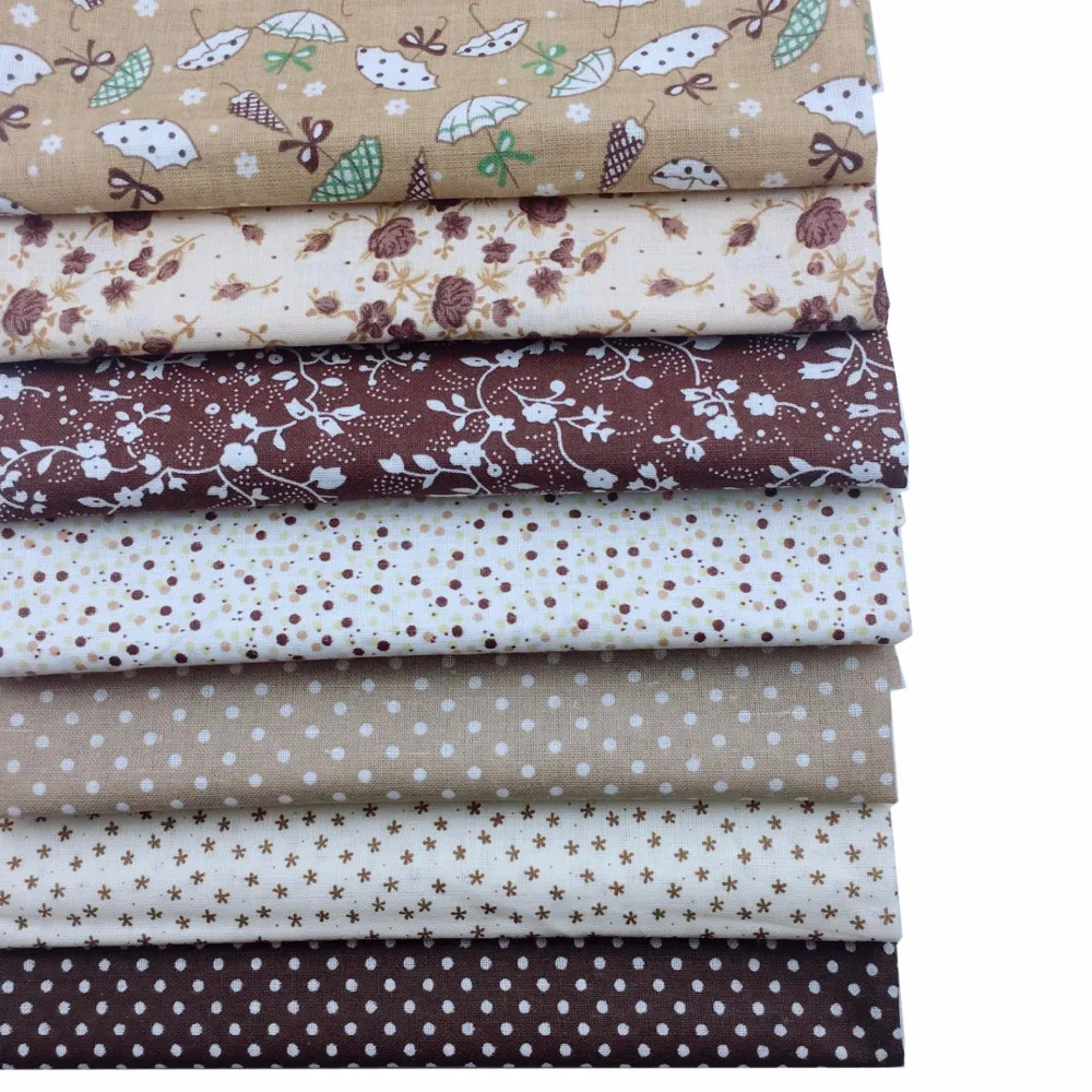 

Sraekar,25x25cm Coffee Cotton Fabric DIY Handmade Accessories Printed Cloth Sewing Craft Quilting for Toy Patchwork Needlework