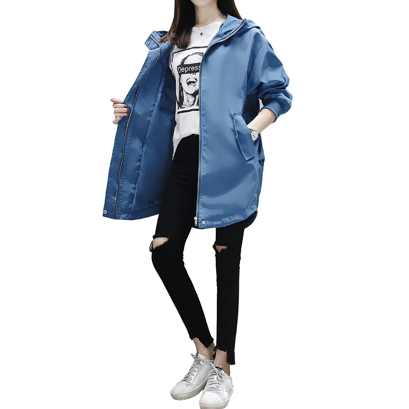 

Spring New Windbreaker Jacket Women's Large Size Loose Cover Belly Slim Coat Windbreaker Ladies Tooling Jacket Student Jacket 56