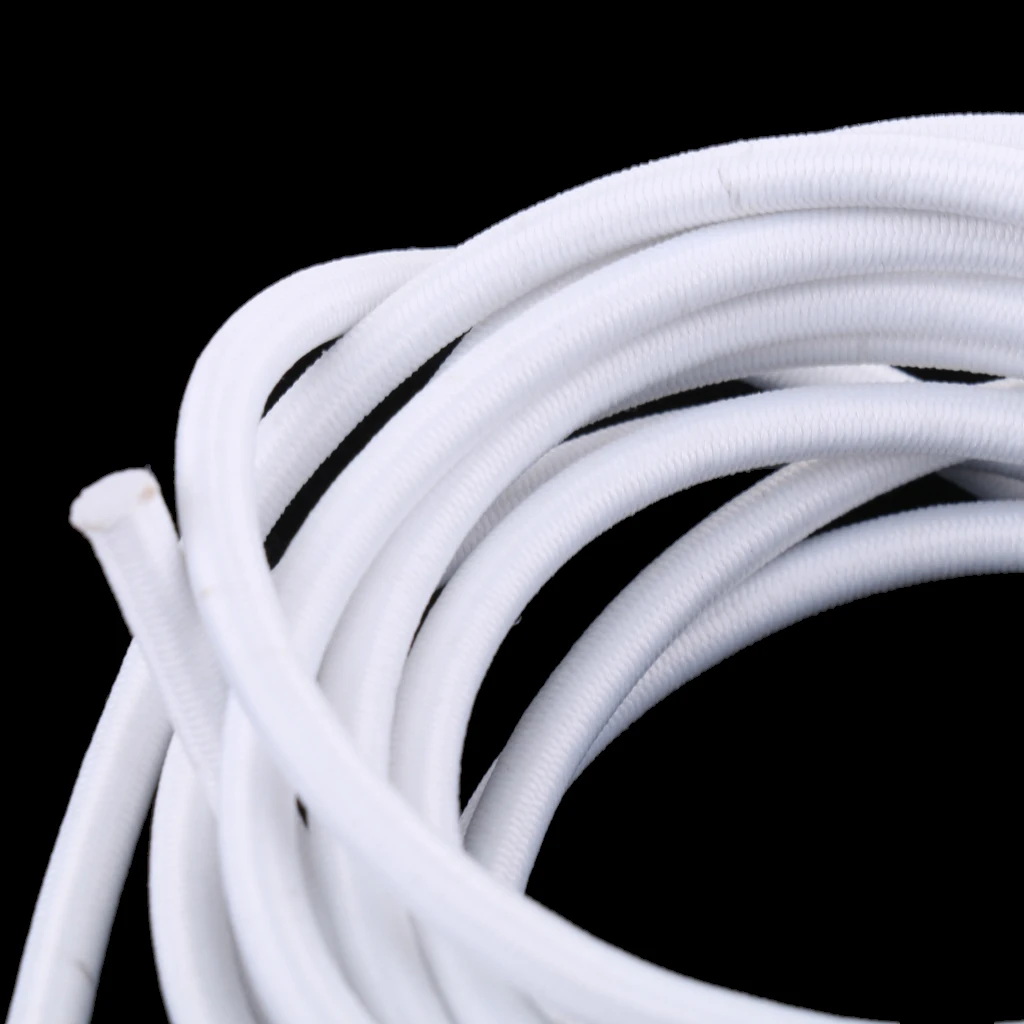 5mm White Heavy Duty Elastic Flexible Round Rubber Bungee Rope Shock Cord Stretch String Tie Down , Repair, Replacement, Outdoor