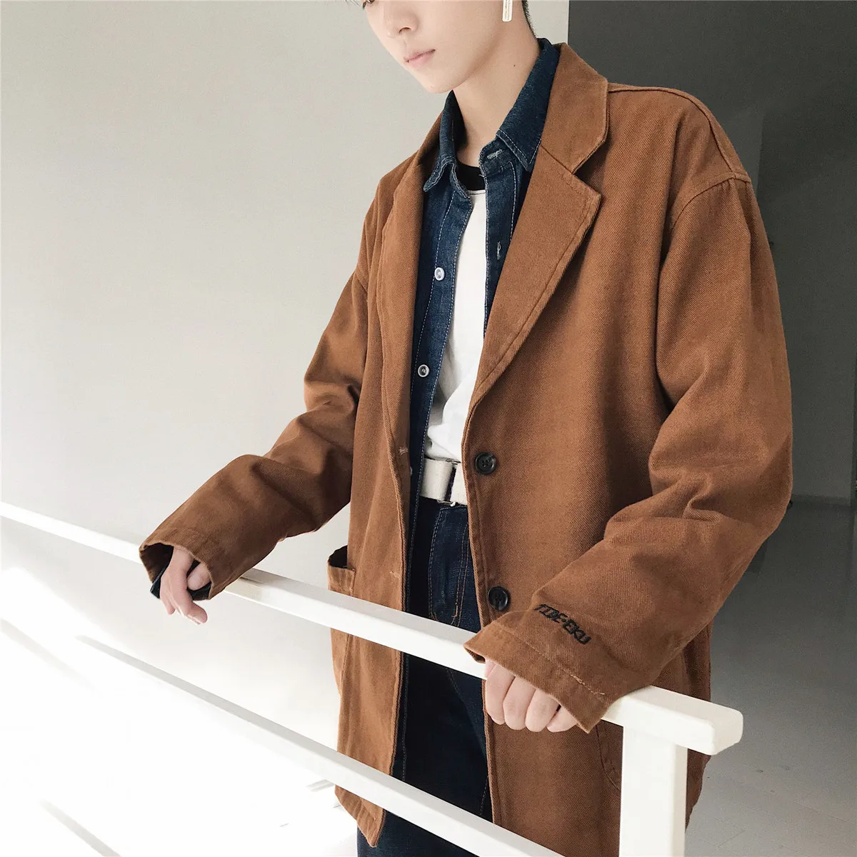 

Fashion Casual Men's Blazer Spring And Autumn New M-2XL Solid Color Loose Tops Three Colors Personality Youth Popular