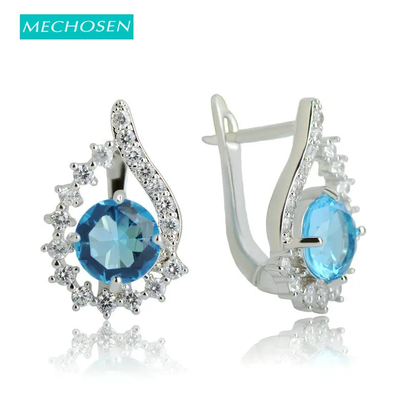 

MECHOSEN Fashion Crystal Water Drop Zircon Copper Stud Earring For Women Bridal Wedding Earring Statement Brinco Bijouterie Gift