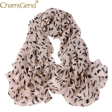 Женский шарф с принтом черного кота женские шифоновые шарфы 80910