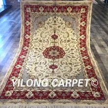 Yilong 5'x8' ручной работы персидский белый ковер красный Восточный медальон Шелковый шерстяной ковер(WY2035S5x8