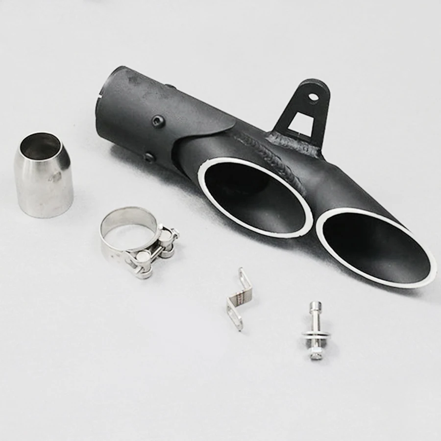 Motorcycle Modified Aluminum Dual outlet Left Side Exhaust Pipe Muffler