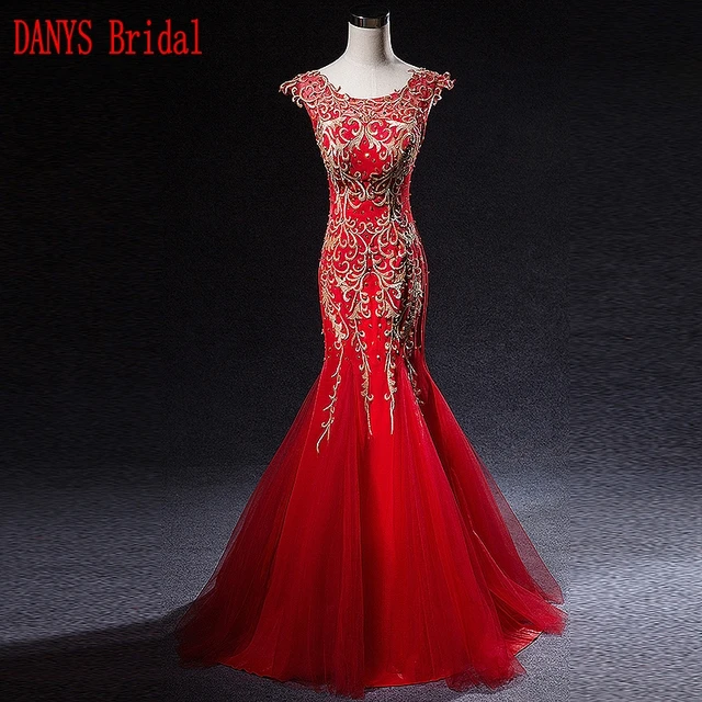 Beautiful Red Mermaid Evening Dresses Long Party Tulle Las Women Beautiful Red Mermaid Evening Dresses Long Party Tulle Las Women Formal Gowns Wear