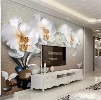 

Phone 3d Wallpaper 3d Luxury Gold Jewel Phalaenopsis Living Room Bedroom Background Wall Decoration Mural Wallpaper