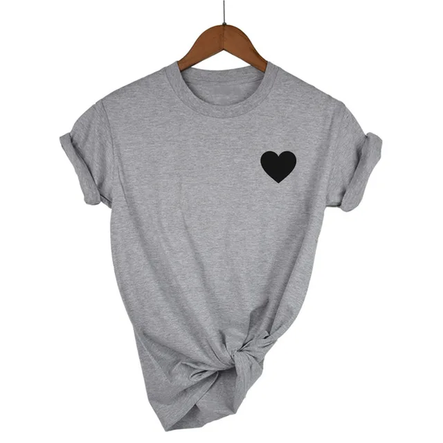 Харадзюку любовь печати Лето Милая футболка для женщин женские tumblr повседневные футболки рукав o-образный вырез короткий рукав одежда каваи белый - Цвет: Light Grey-B