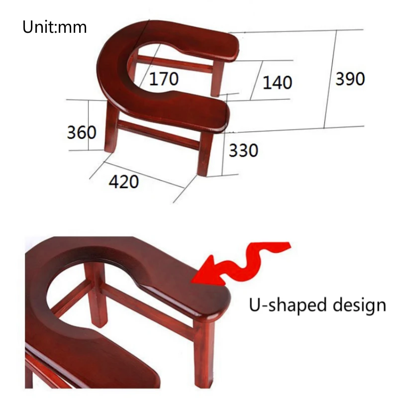 Бытовой деревянный табурет для горшка u-образный удобный стабильный стул для пожилых людей комод из массива дерева передвижной горшок для беременных женщин