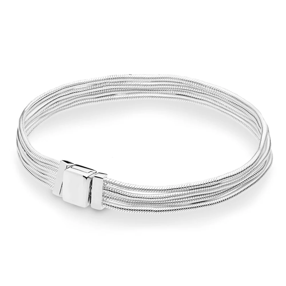 

CHAMSS Spring 2019 Original 1:1 925 Silver New Reflexions Multi Snake Chains Bracelet Female Jewelry Send Mom Romantic Gift