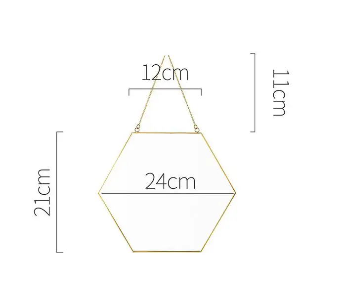 Зеркало для макияжа геометрической формы, Золотое Латунное шестигранное зеркало, зеркало для ванной комнаты, украшение дома, простой стиль - Цвет: S