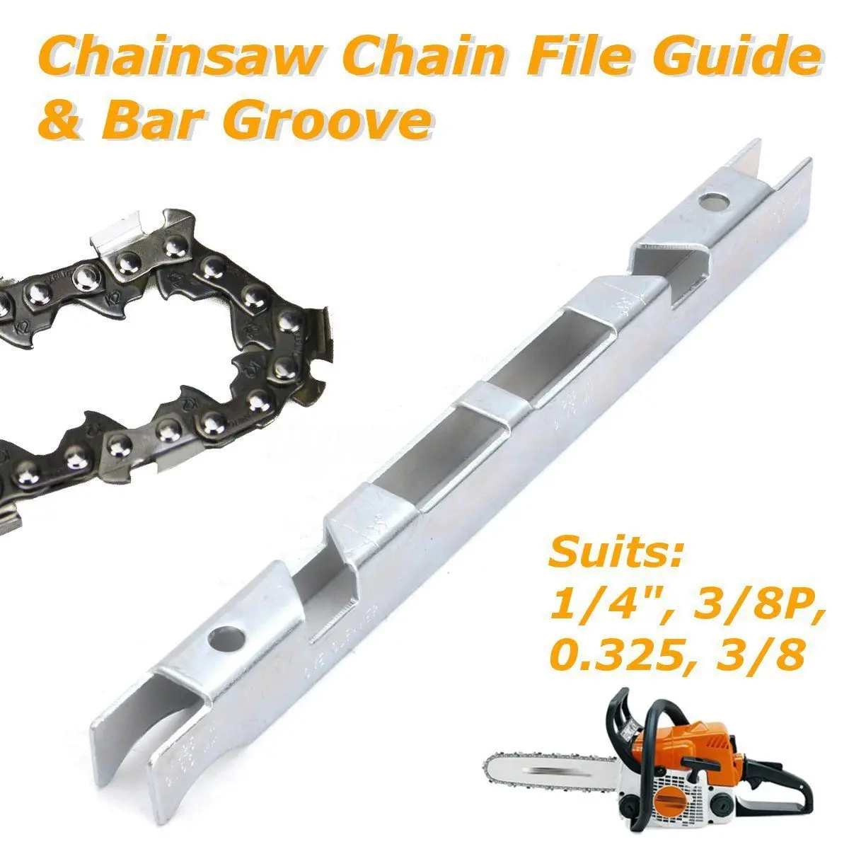 

Depth Gauge File Guide & Bar Groove for 1/4" 3/8" P 0.325" Chain Saw Chainsaw