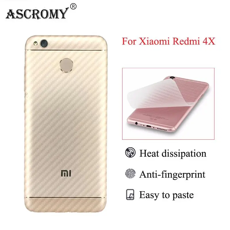 

Luxury Carbon Fiber Protective Film Guard for Xiaomi Redmi 4X Protector 5.0 inch Xiomi RedMi4X Utral Thin Back Cover Protector