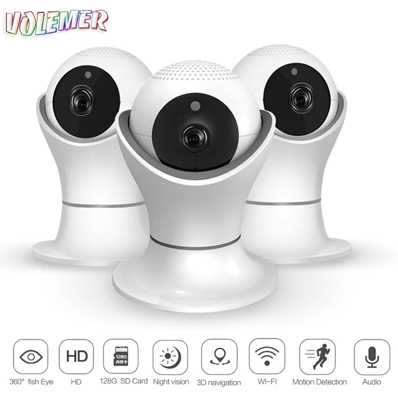 

Volemer Newest Wireless Camera Two Way Audio 360 Degree Rotation PTZ Mini Network Cam HD IR Night Vision Wide Angle IP Camera