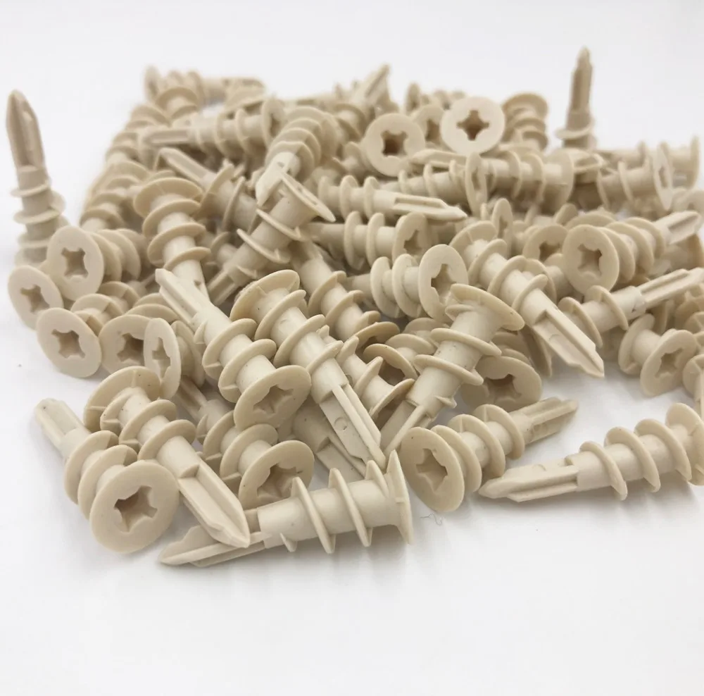 Plasterboard Anchor.100pcs.8x40mm, Drywall Nylon Ribbed Anchor; Self