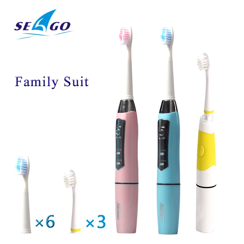 

SEAGO Family Suits Battery Tooth Brushes Electric Toothbrush Superior Plaque Removal Sonic Toothbrush 9 Replacement Brush Heads