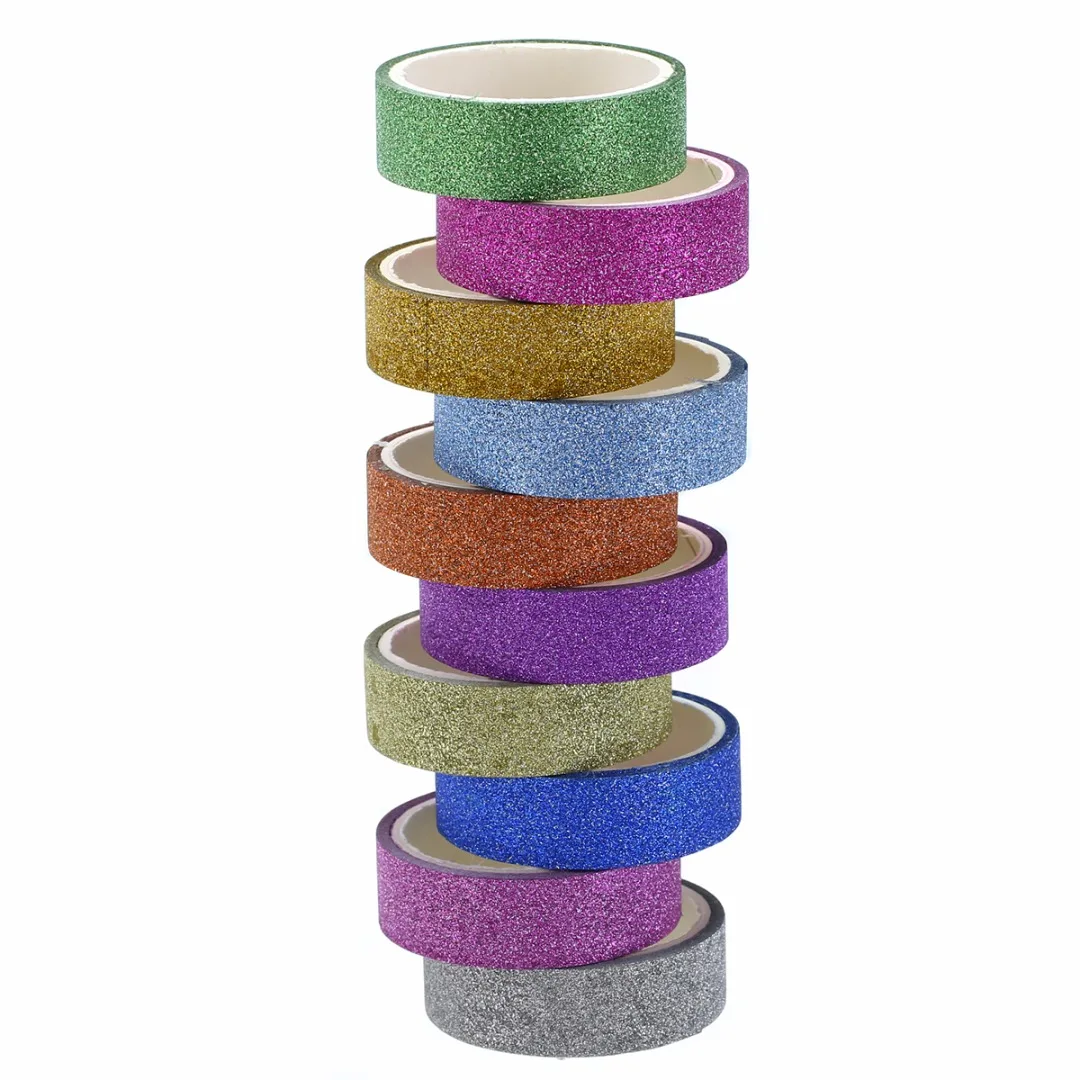 10pcs 300cm Length Tapes Glitter Washi Paper Adhesive Tape Colorful